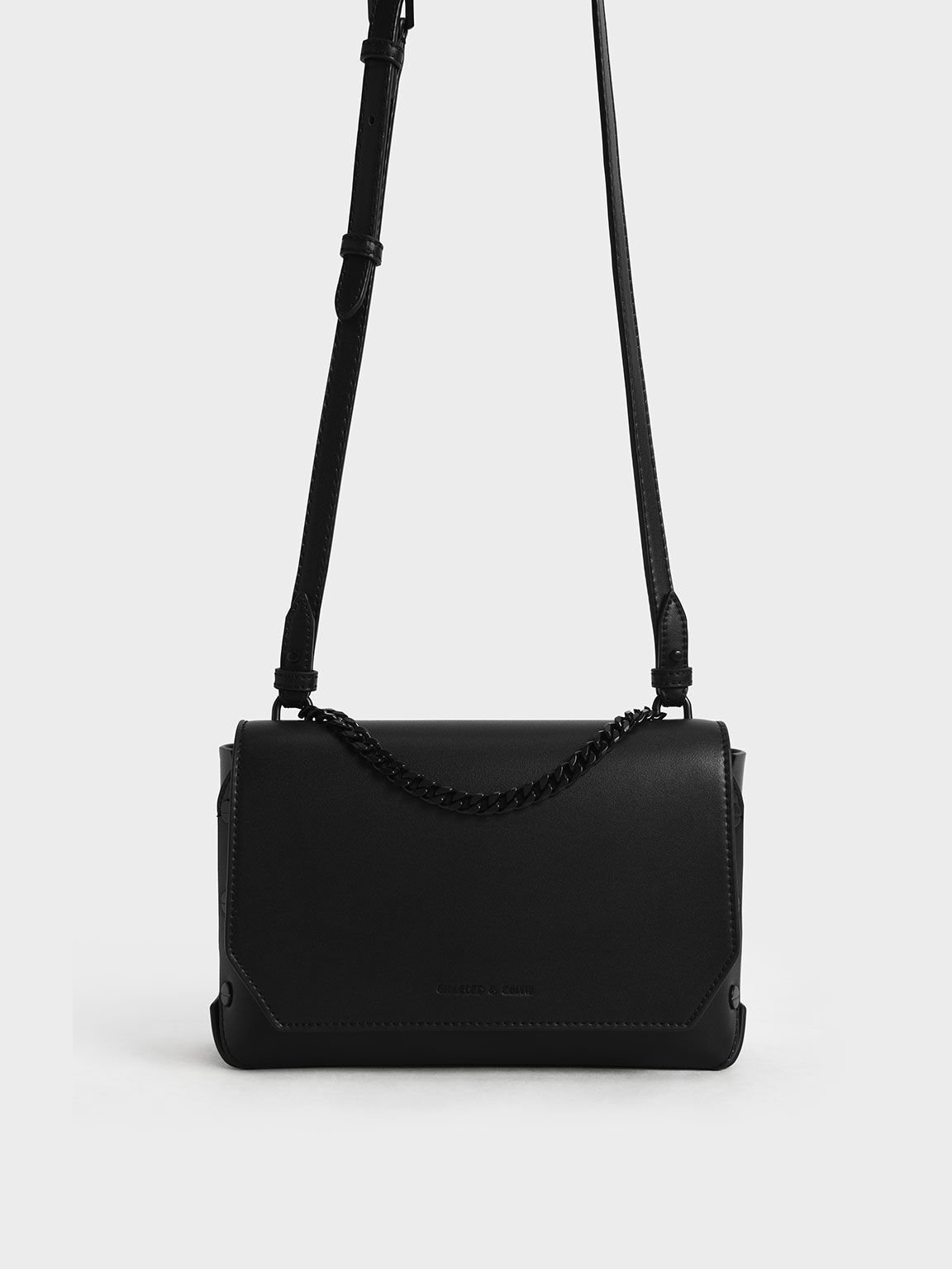 Matte Black Single Chain Handle Shoulder Bag - CHARLES & KEITH US