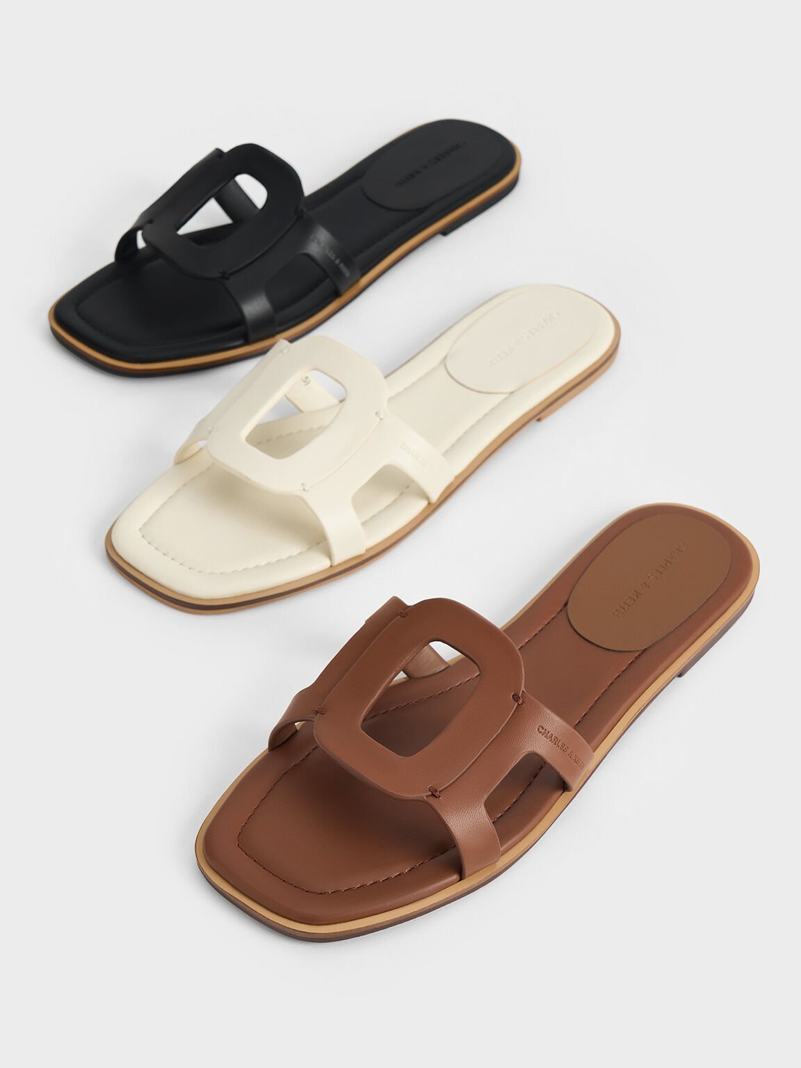 Easley Cut-Out Slide Sandals, Chalk, hi-res