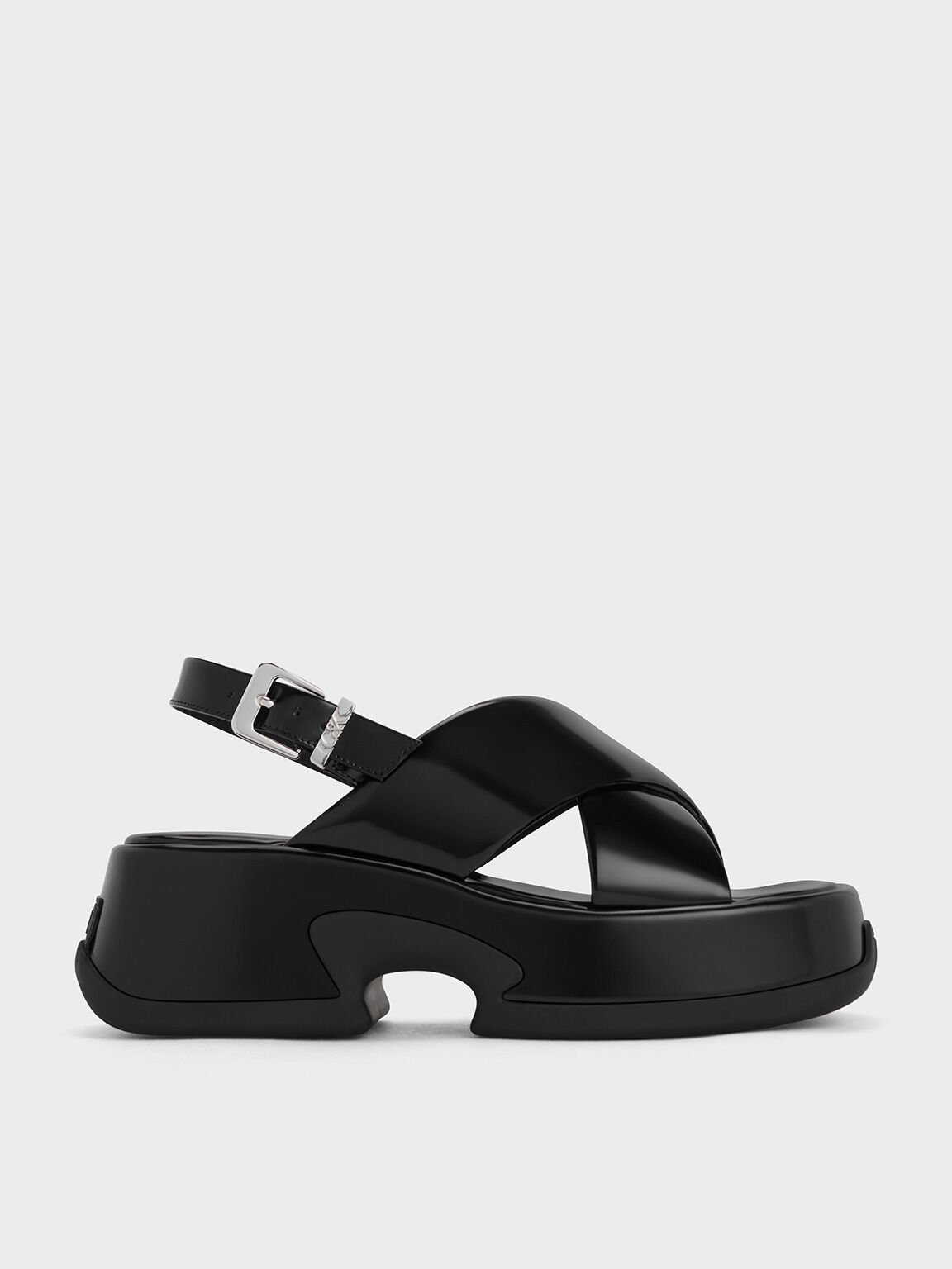 Caria Leather Platform Sandals, Black Box, hi-res