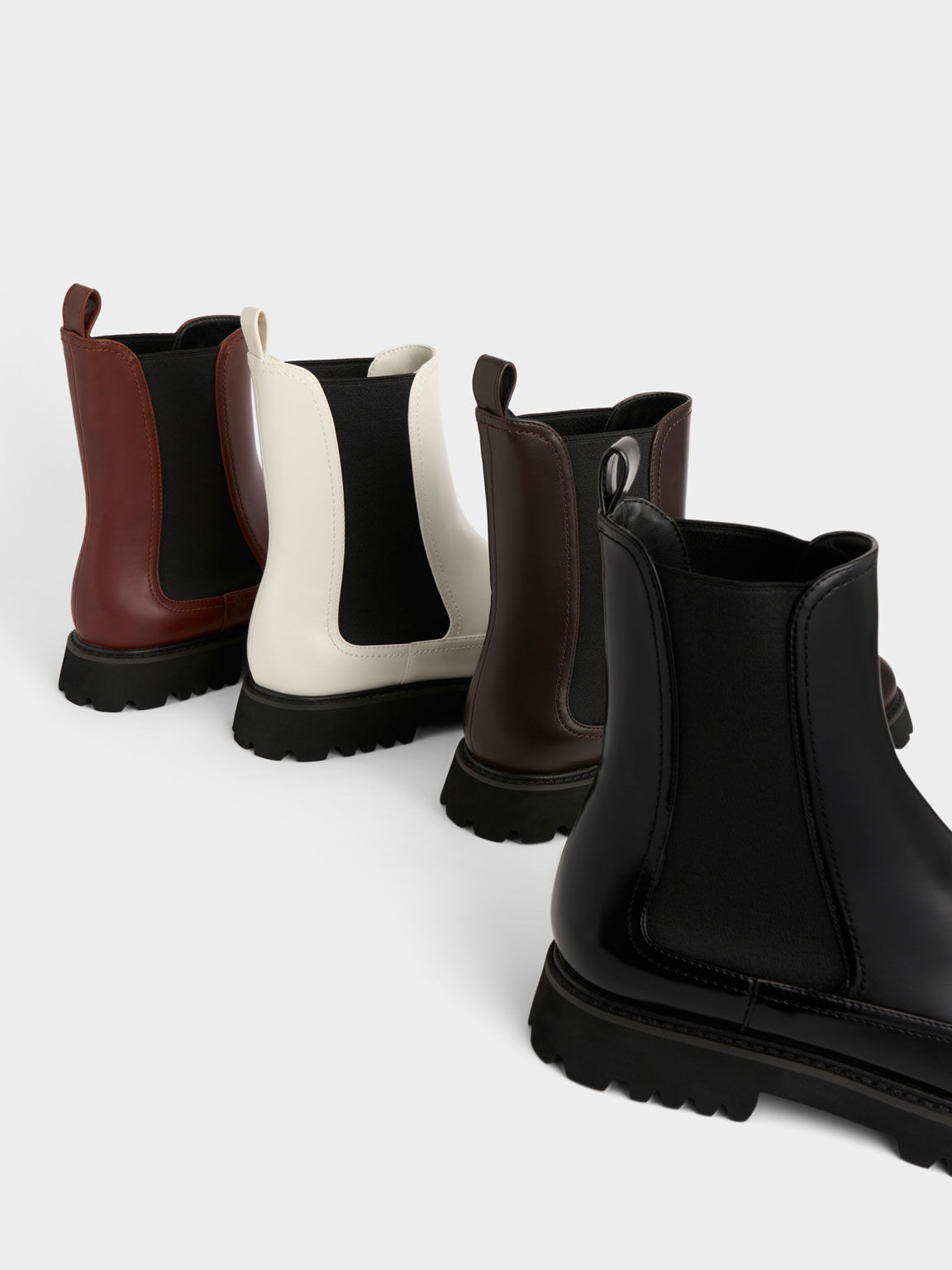 Ridged-Sole Chelsea Boots - Brick