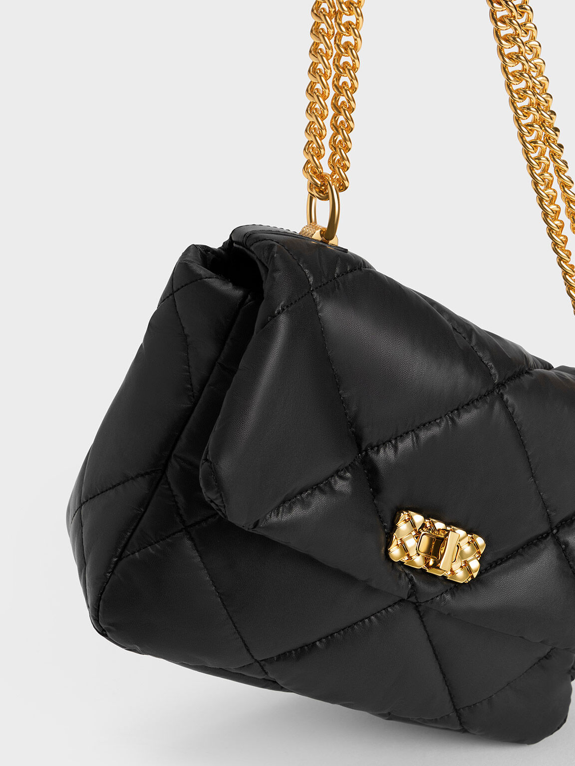 Black Paffuto Large Padded Shoulder Bag - CHARLES & KEITH International