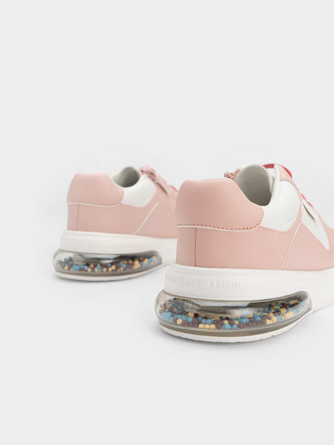 Girls' Beaded Sole Lace-Up Sneakers, Blush, hi-res