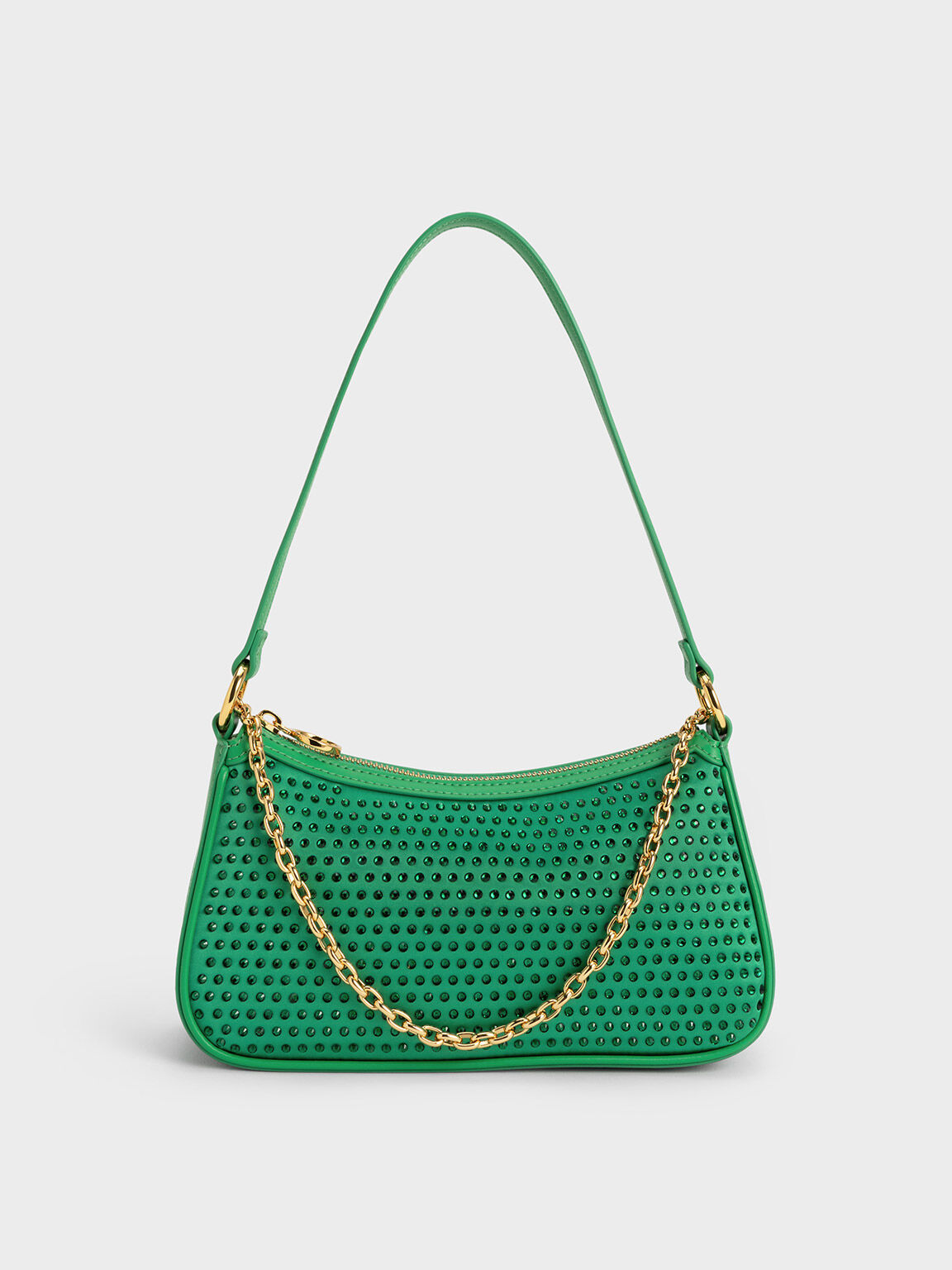 Green Petra Curved Shoulder Bag - CHARLES & KEITH US