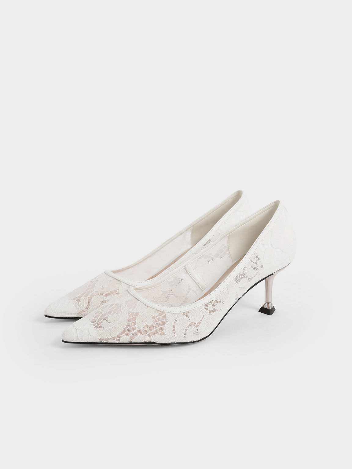 White sale lace stilettos