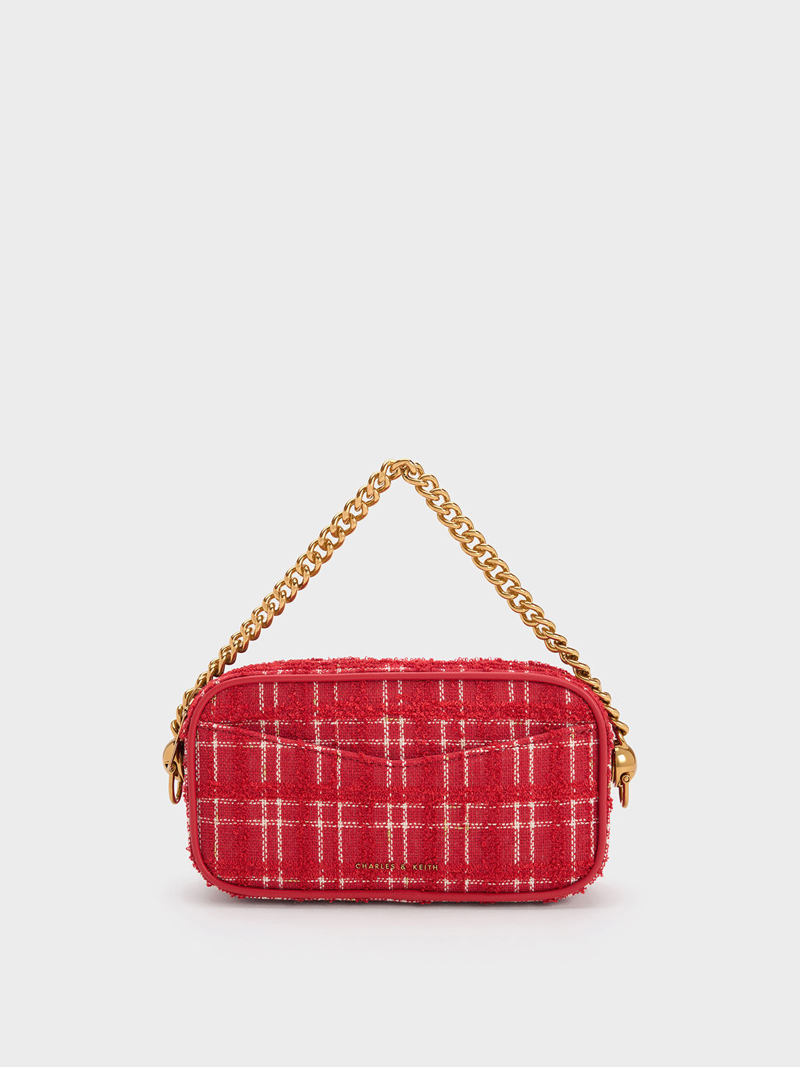 Cayce Tweed Boxy Crossbody Bag - Red