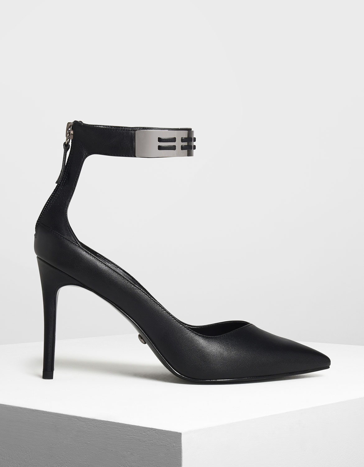 black cuff heels