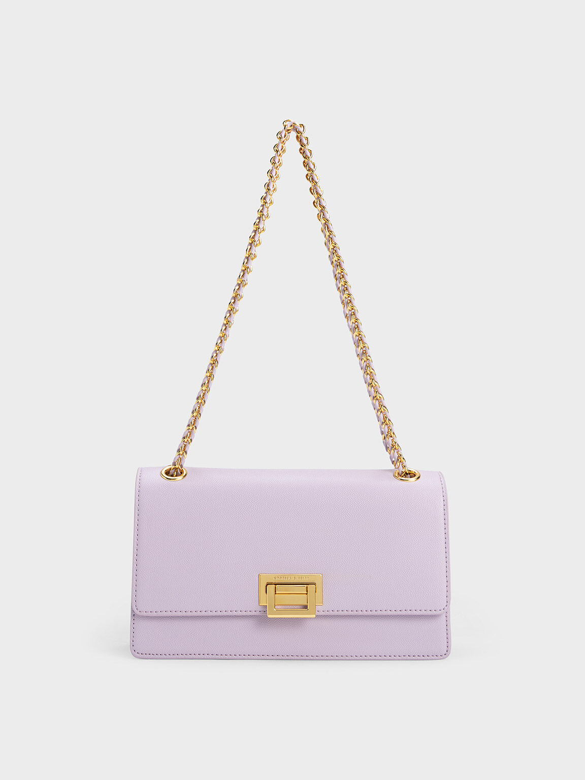 Charles & Keith - Women's Gabine Saddle Bag, Lilac, M