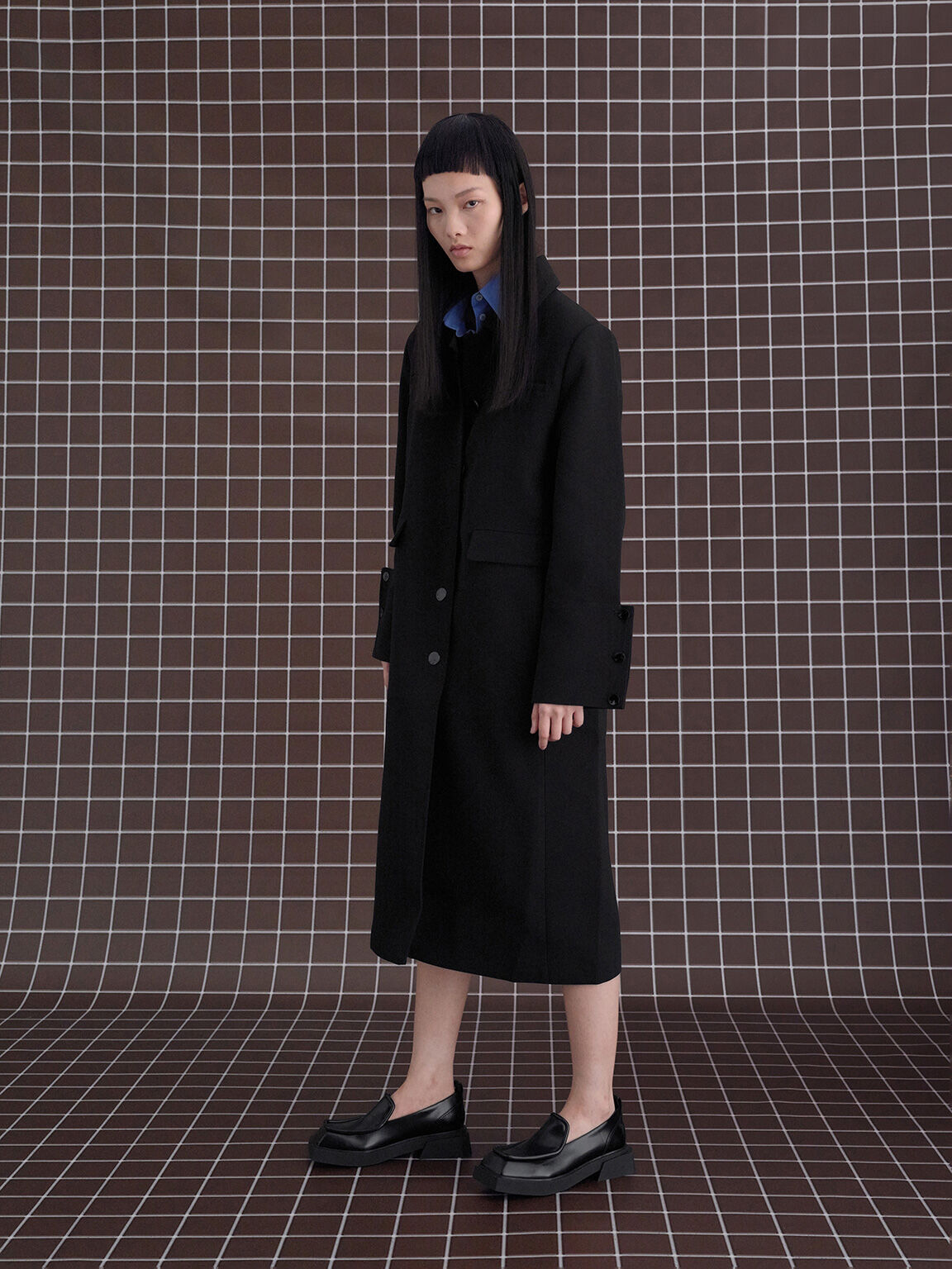 Lorde Geometric Square-Toe Loafers, Black Box, hi-res