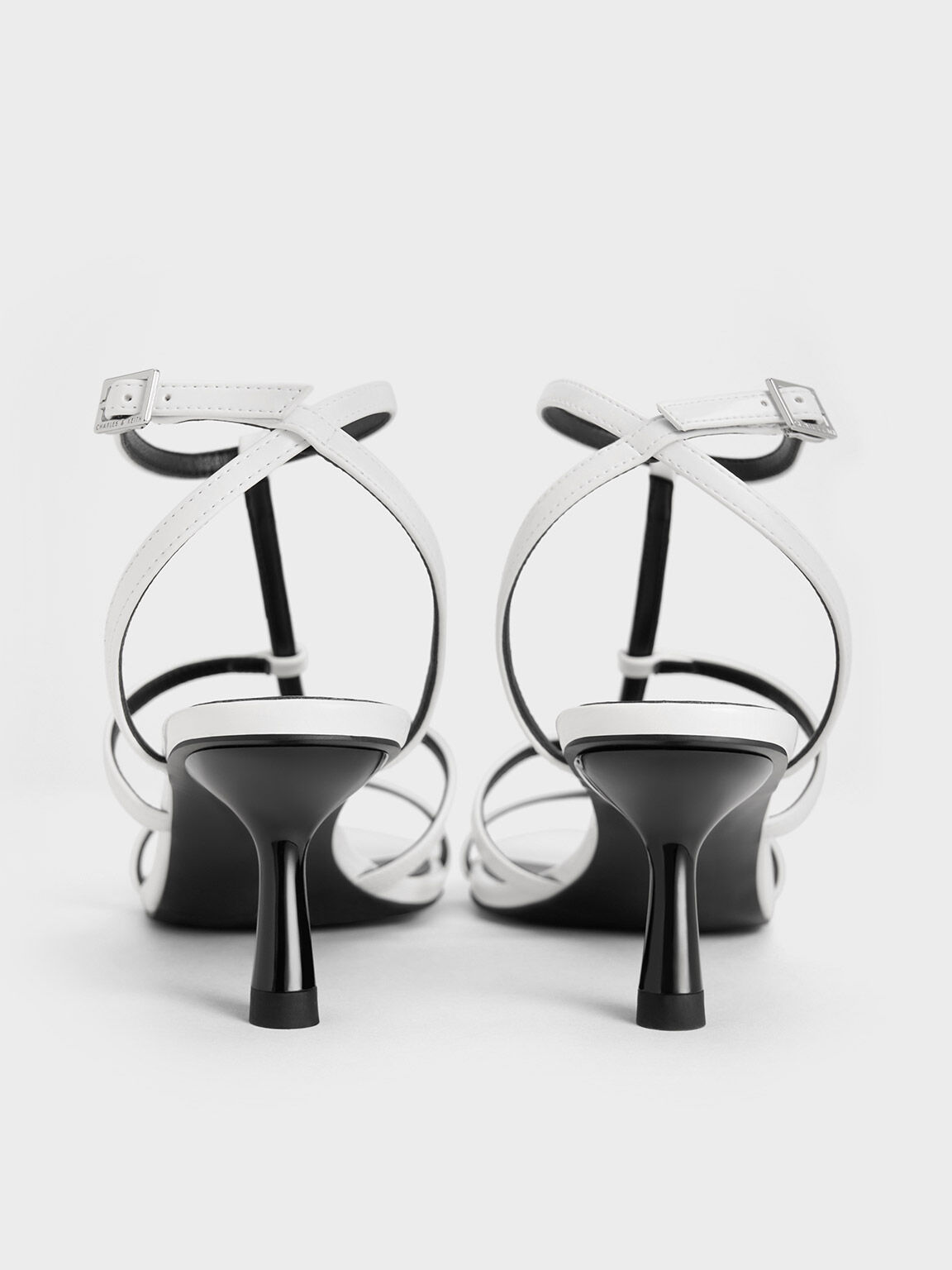 Clara Asymmetric T-Bar Sandals, White, hi-res