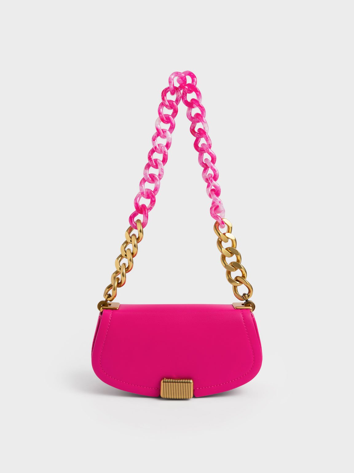 Pink Chunky Chain Link Hobo Bag, CHARLES & KEITH US