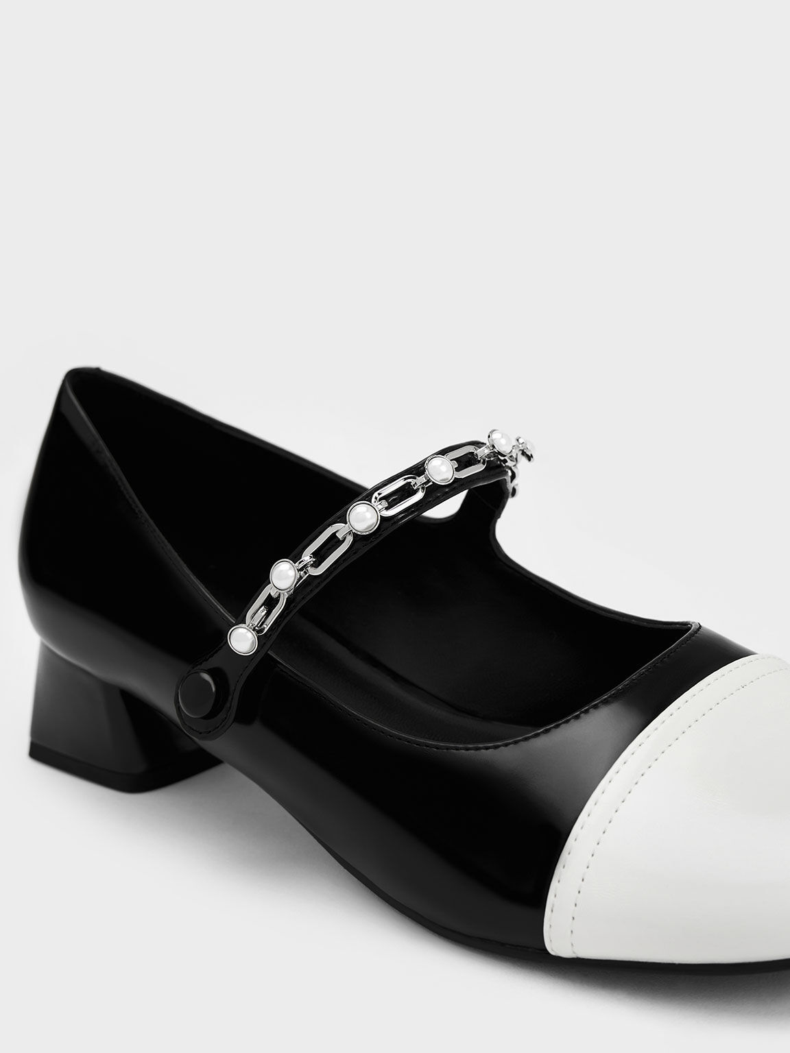 Beaded Chain-Link Mary Janes - Black