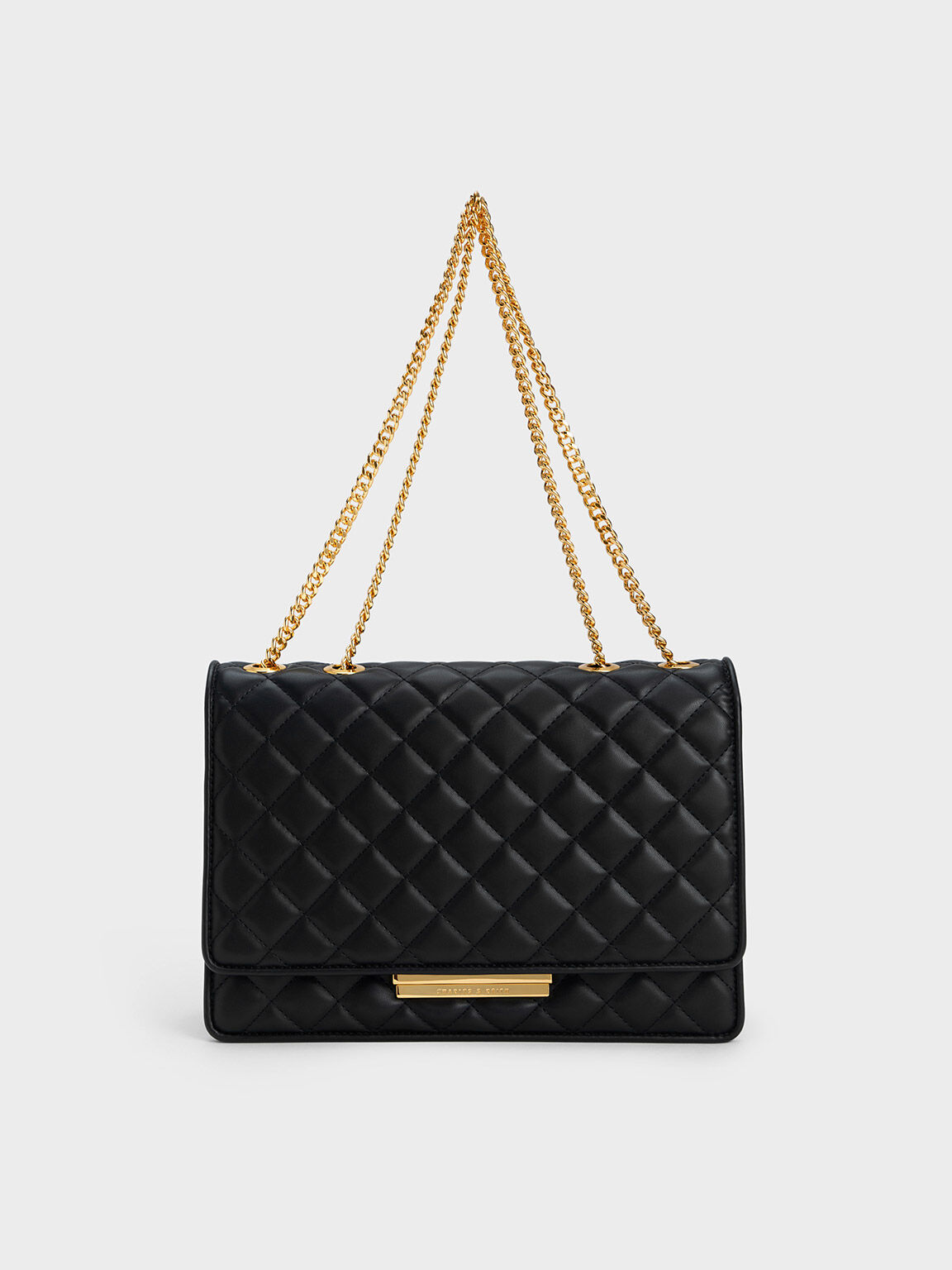 Black Push-Lock Quilted Crossbody Bag - CHARLES & KEITH US