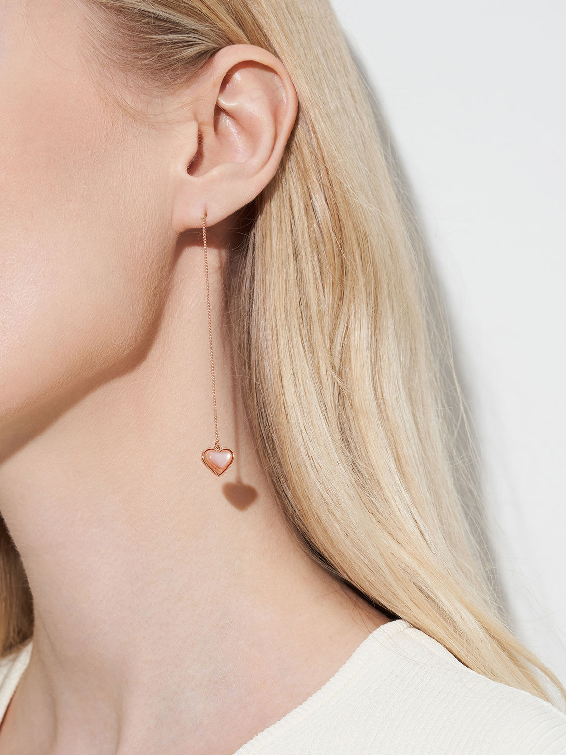 Annalise Heart Stone Drop Earrings, Rose Gold, hi-res