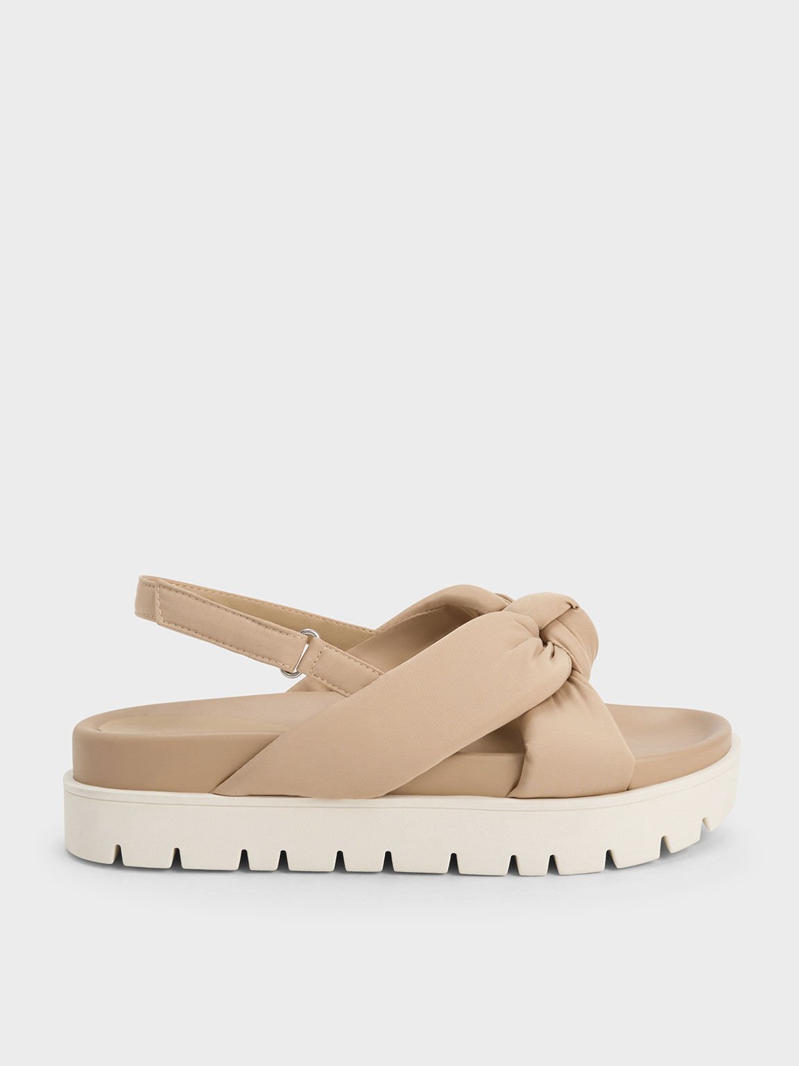 Nude Nylon Knotted Flatform Sandals - CHARLES & KEITH SG