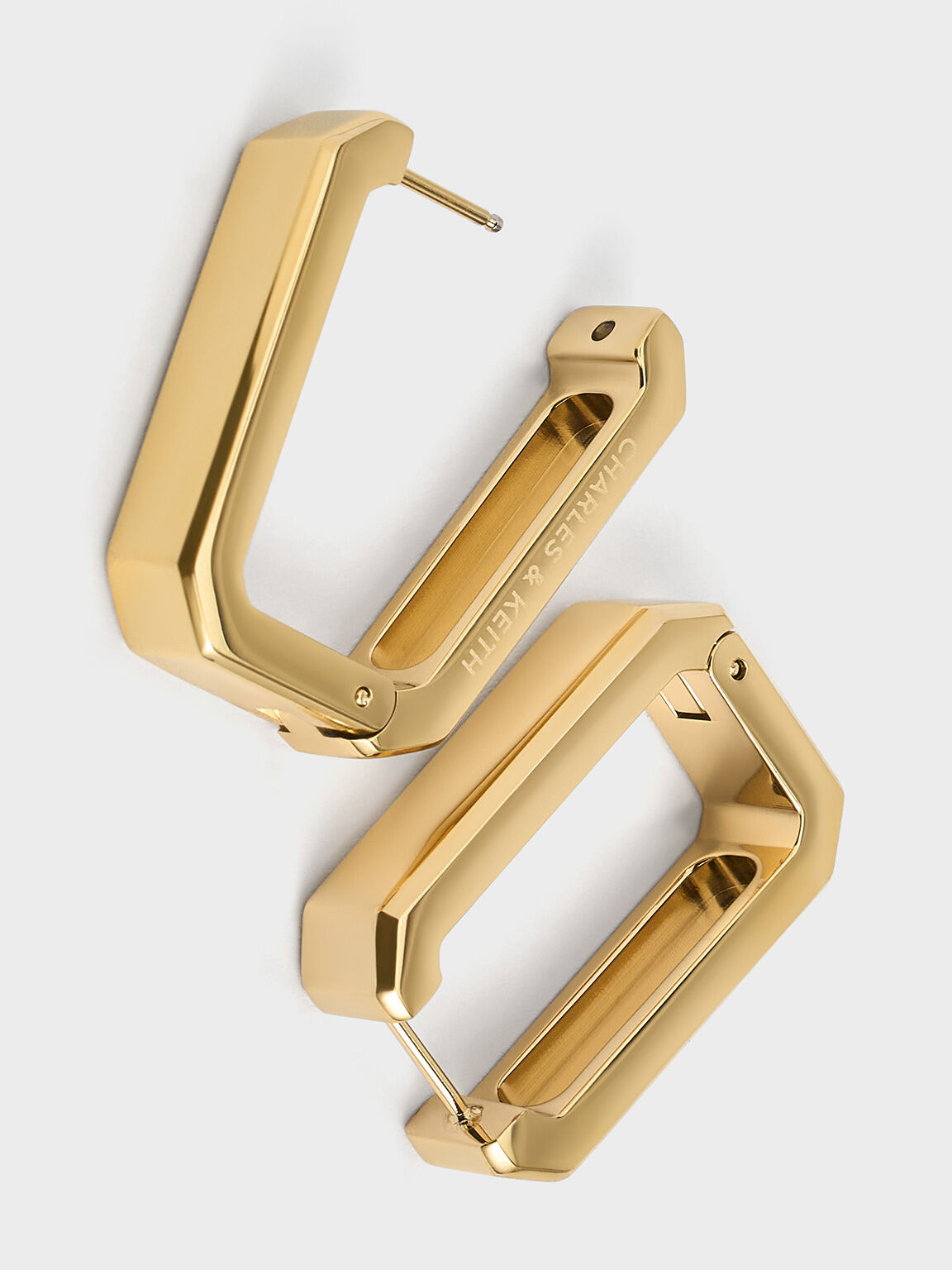 Keziah Rectangle Hoop Earrings, Gold, hi-res