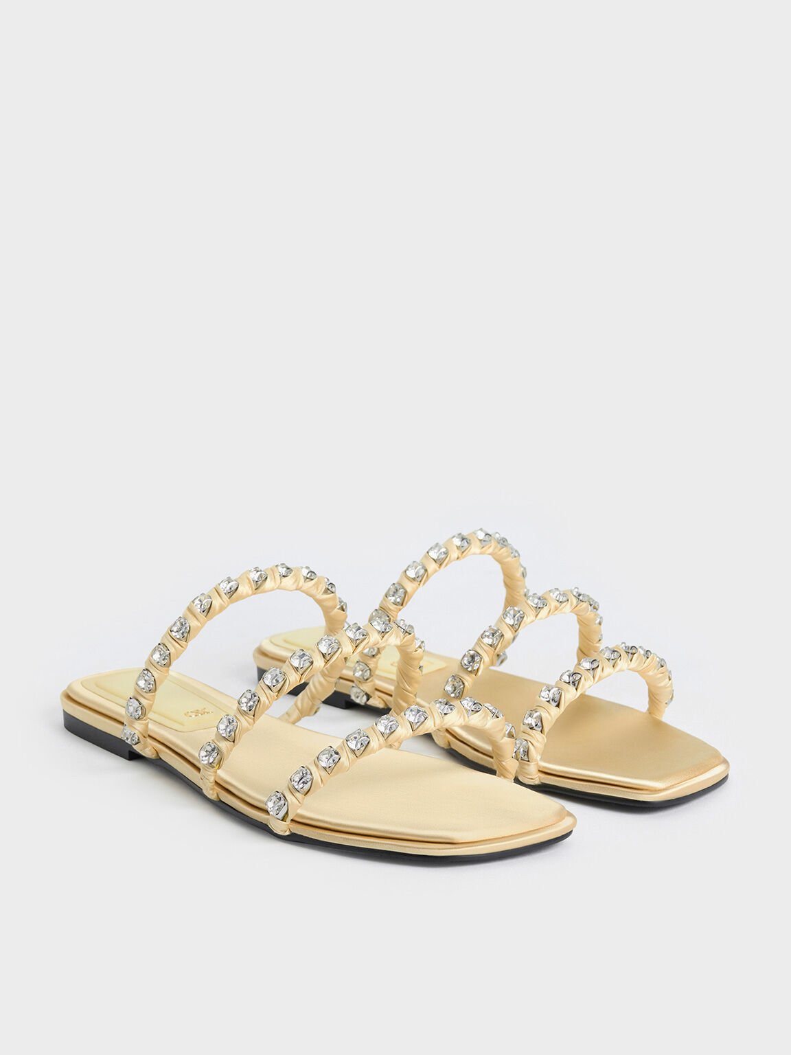 Goldie Recycled Polyester Gem-Encrusted Slide Sandals, Yellow, hi-res