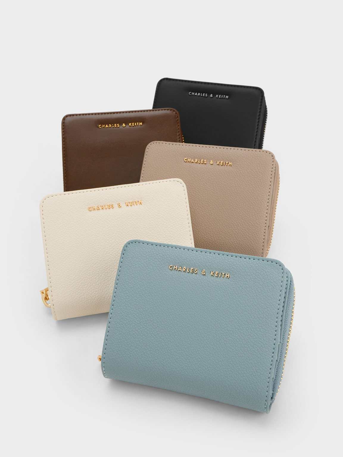 Keychain Zip Wallet — Taupe/Gold