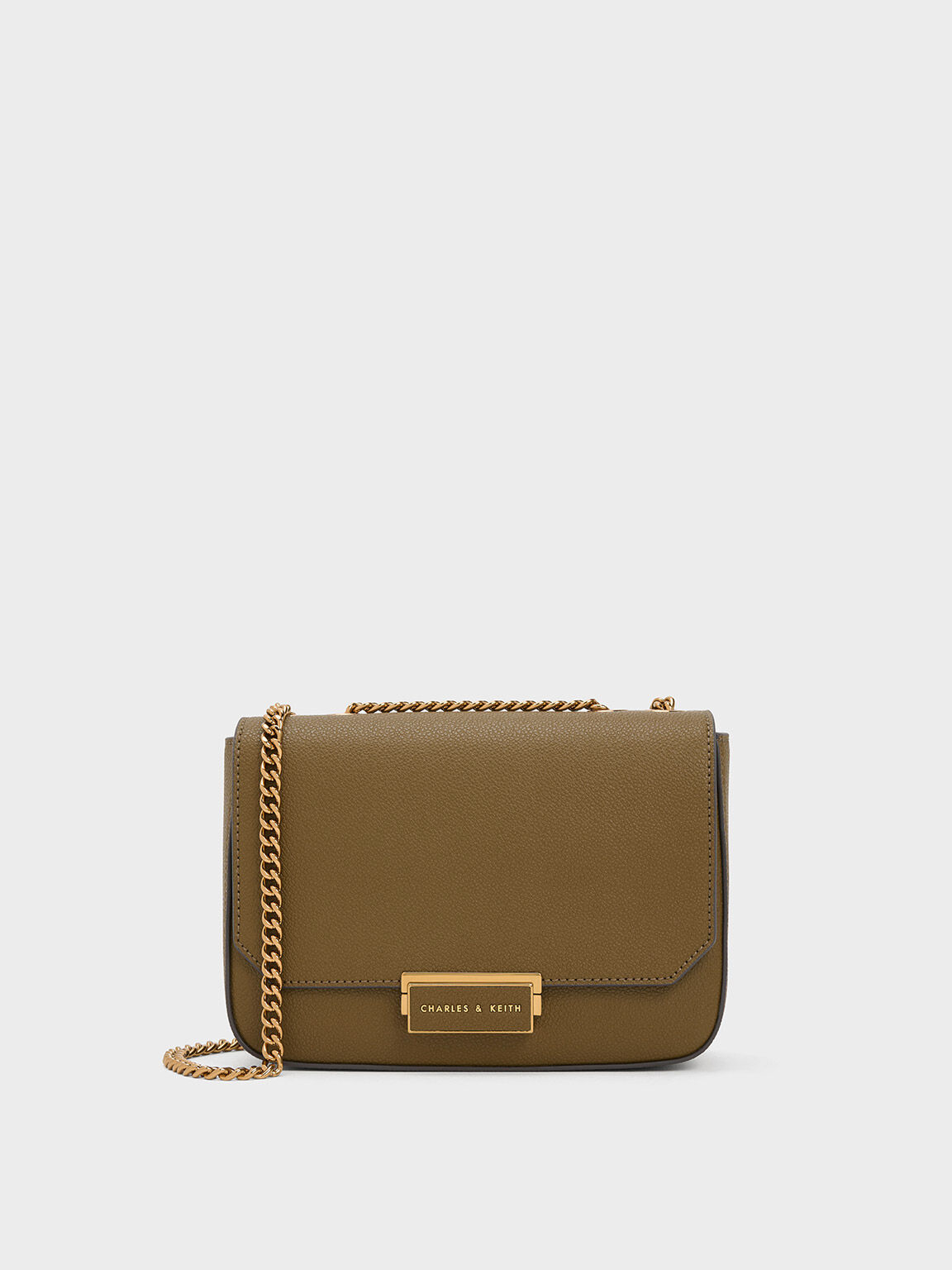 Chocolate Chain Handle Shoulder Bag - CHARLES & KEITH US