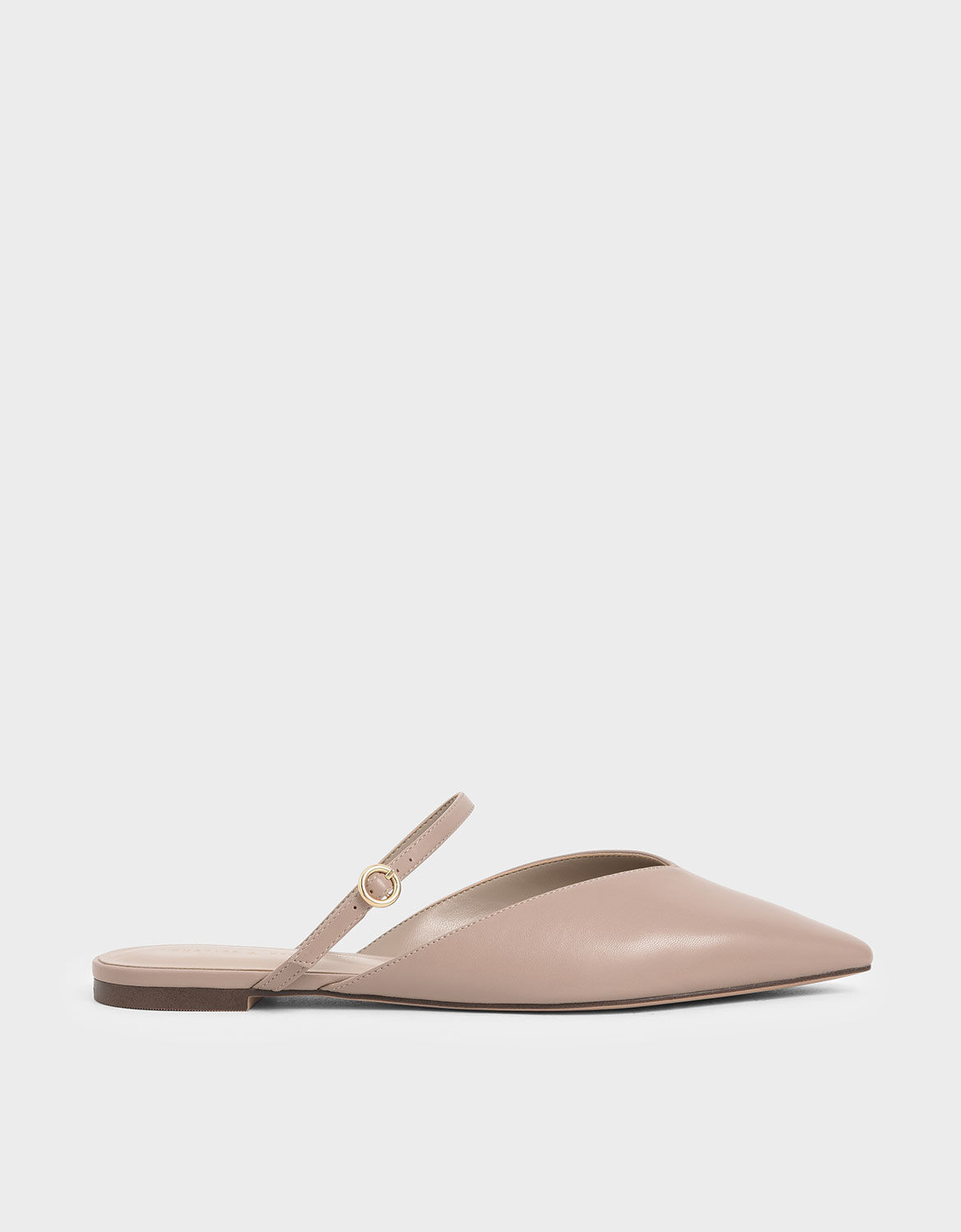 Taupe V-Cut Mary Jane Mules | CHARLES 