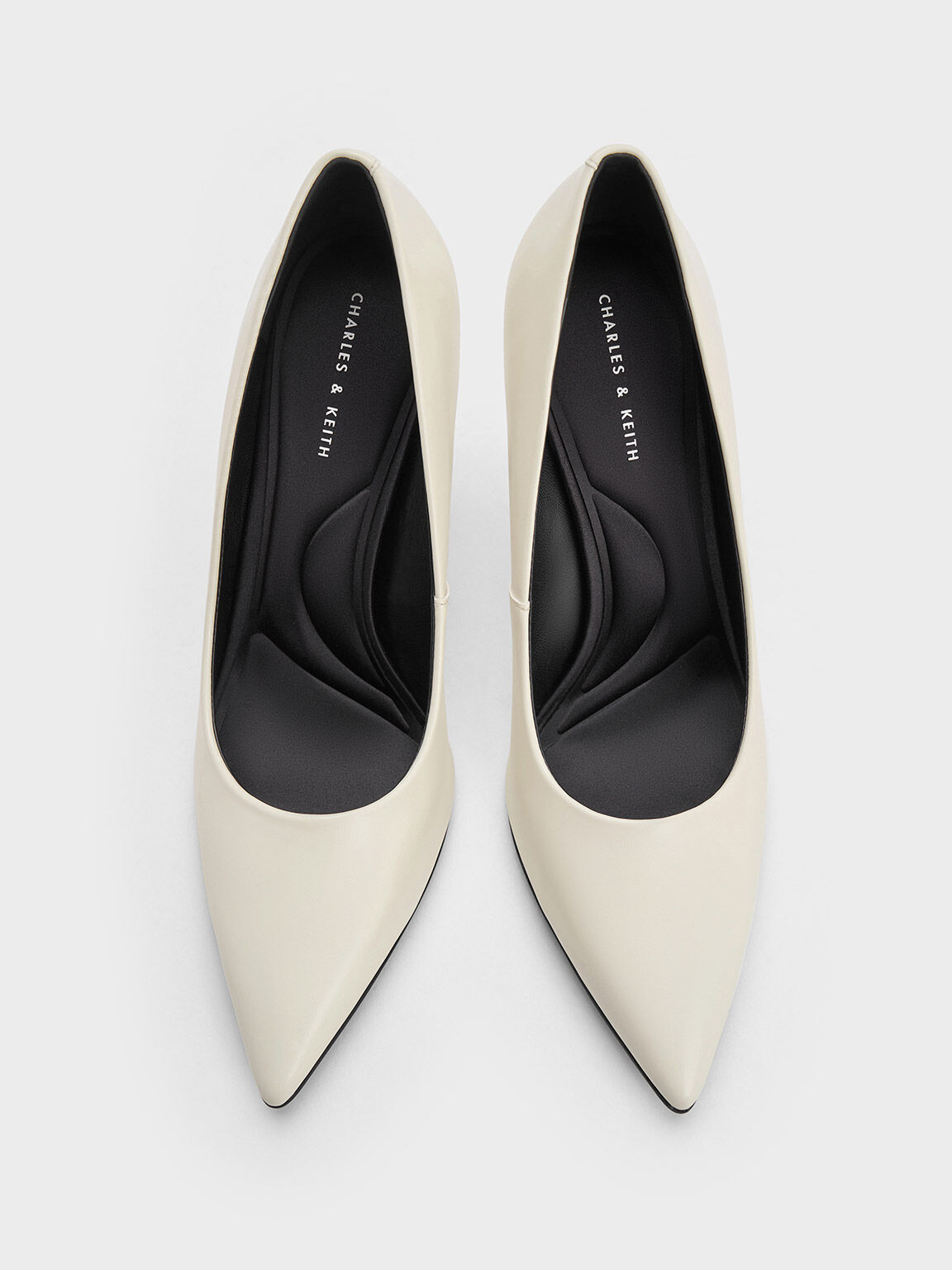 Pointed-Toe Spool-Heel Pumps, Cream, hi-res