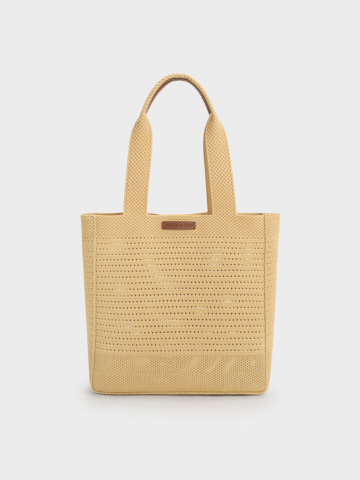 Bolso tote tejido, Beige, hi-res