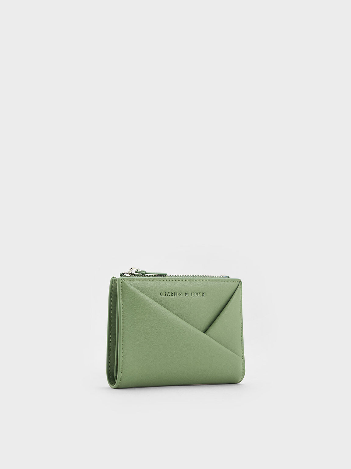 Green Midori Geometric Top-Zip Wallet - CHARLES & KEITH PH