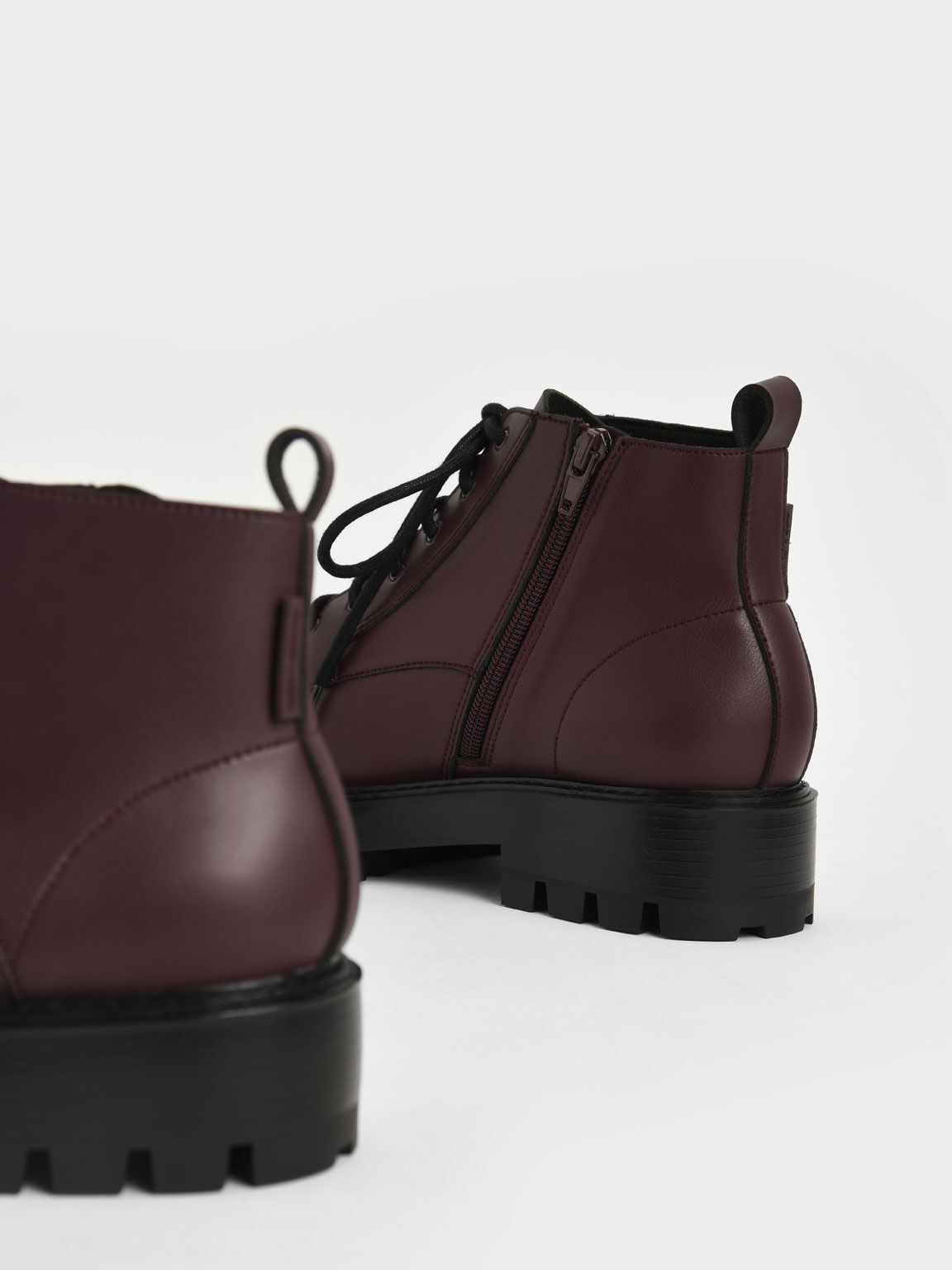 Commute Lace-Up Chunky Ankle Boots, Burgundy, hi-res