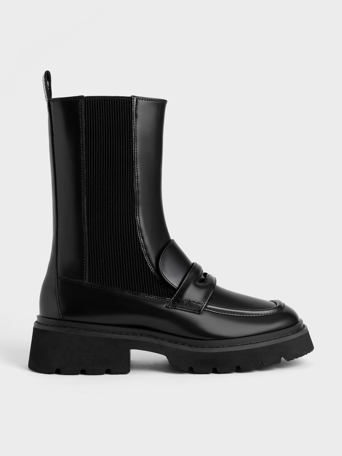 Black Penny Loafer Chelsea Boots - CHARLES & KEITH US