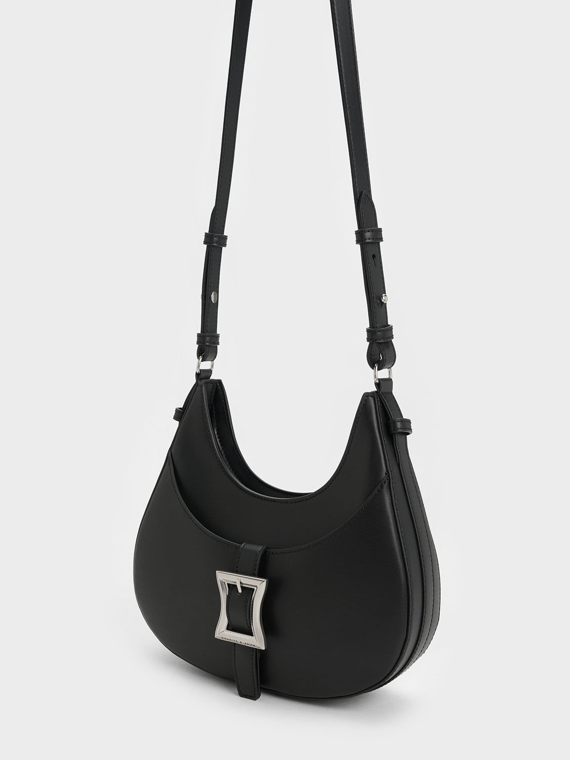 Xanthe Hobo Bag, Black, hi-res