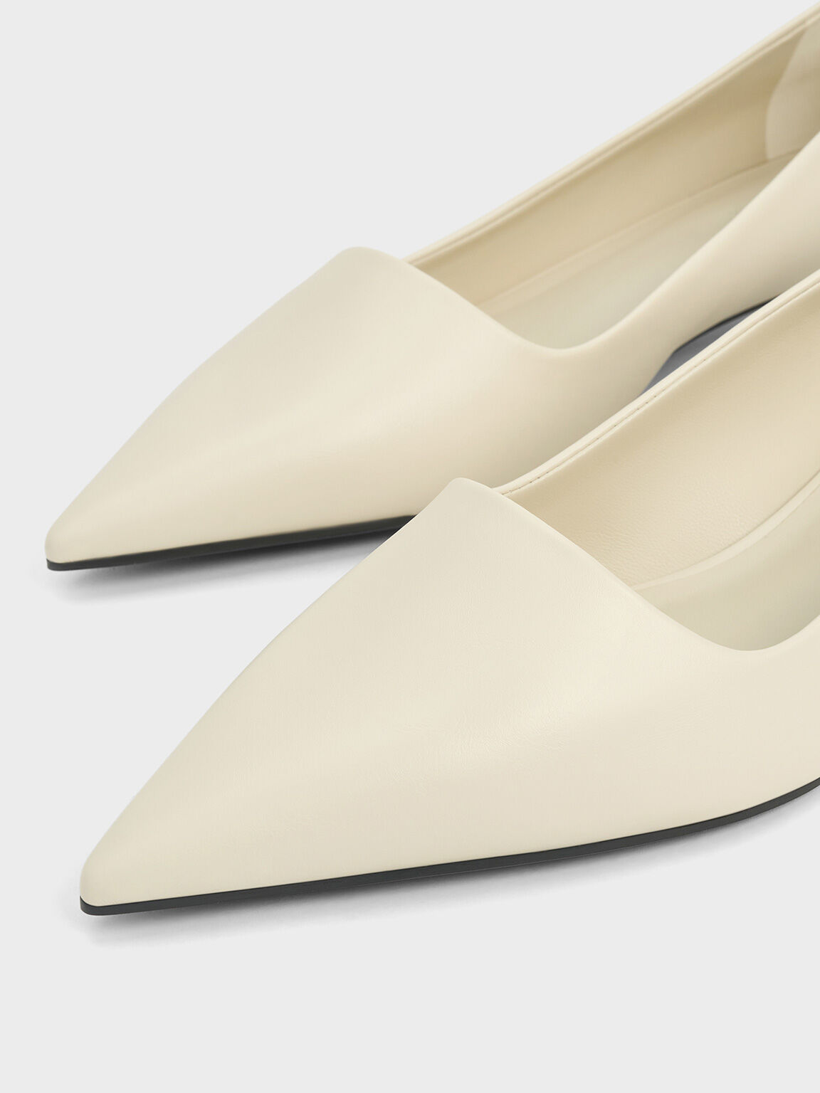 Pointed-Toe Kitten-Heel Pumps, Chalk, hi-res