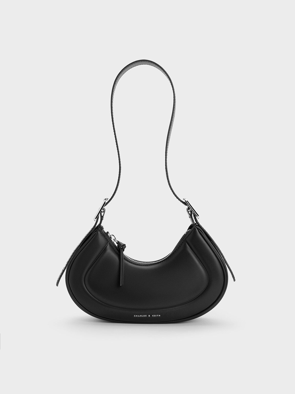 Petra Curved Shoulder Bag - Black