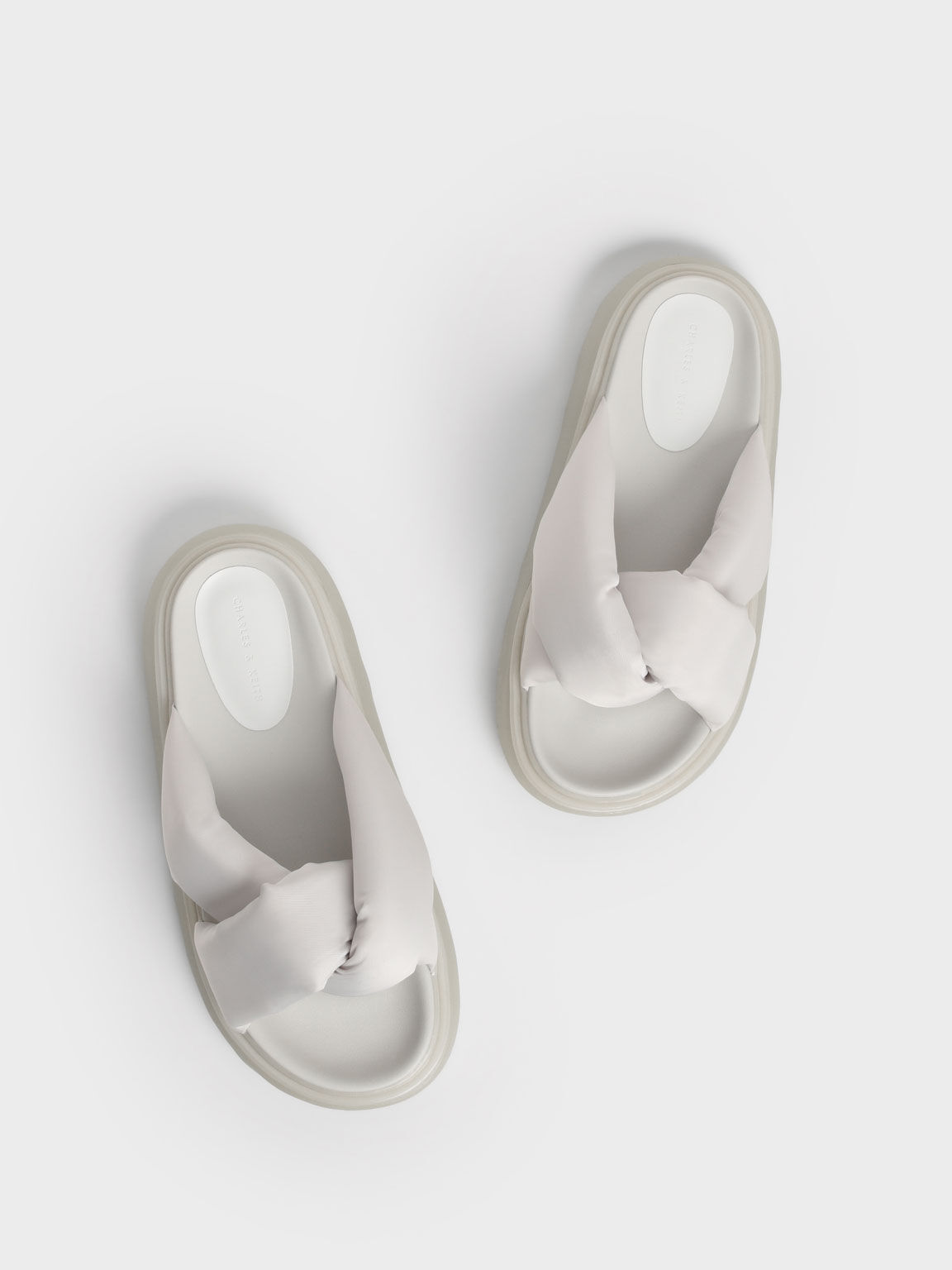 Odessa Nylon Round-Toe Slide Sandals, White, hi-res