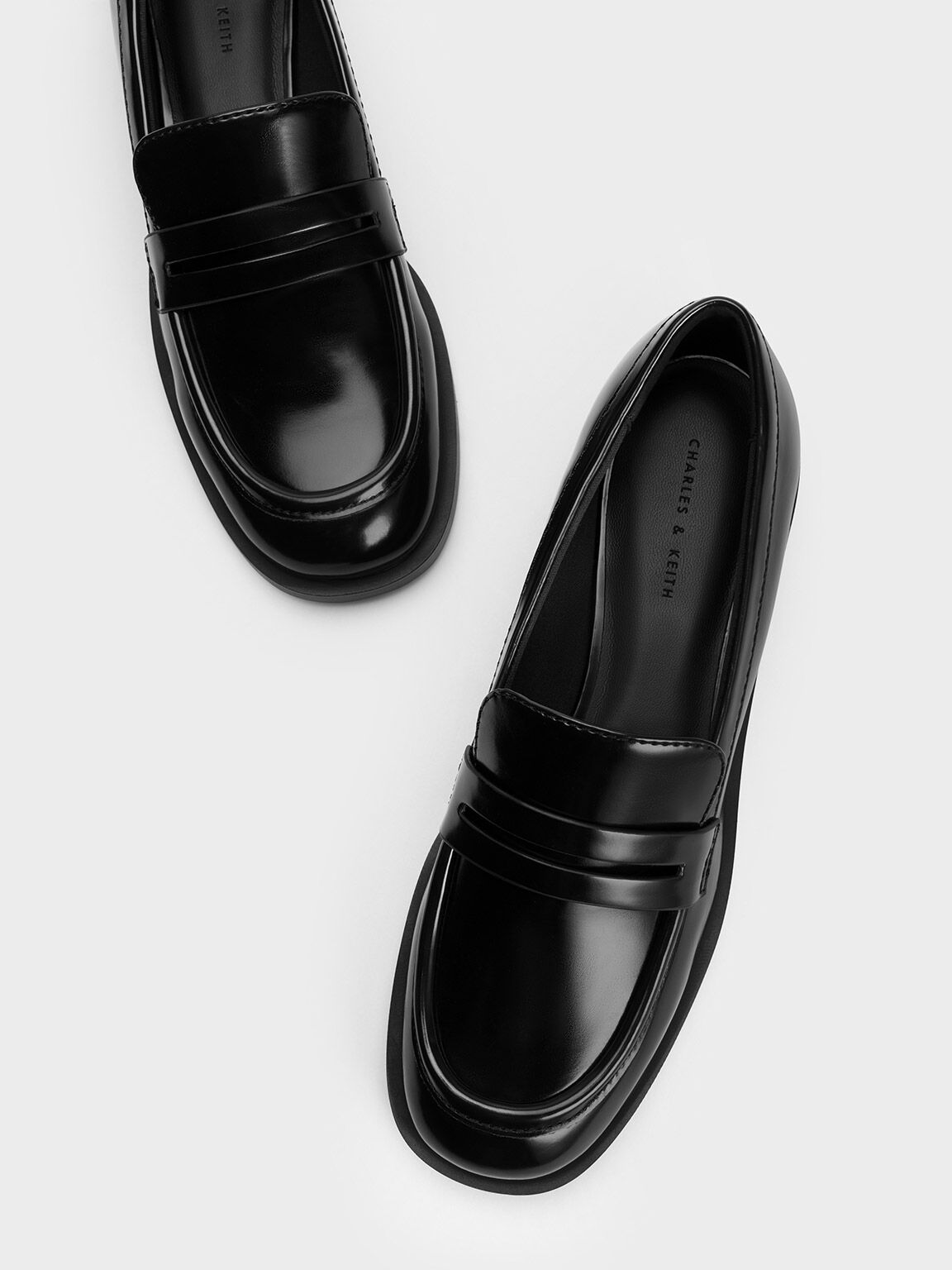 Black Boxed Gretel Penny Loafers - CHARLES & KEITH US
