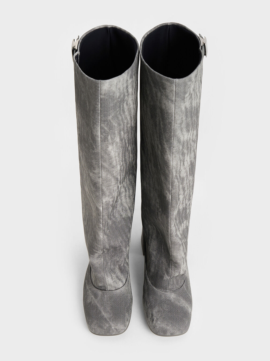 Robbie Denim Platform Knee-High Boots, Dark Grey, hi-res