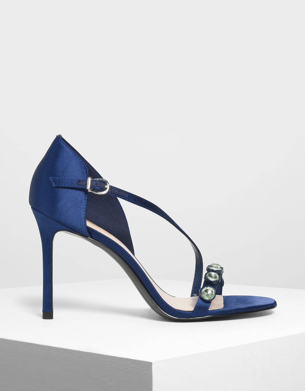 dark blue strappy heels