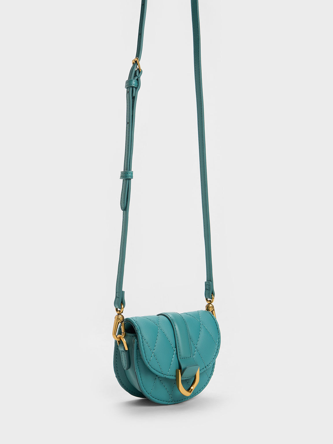 Micro Gabine Quilted Saddle Bag, Teal, hi-res