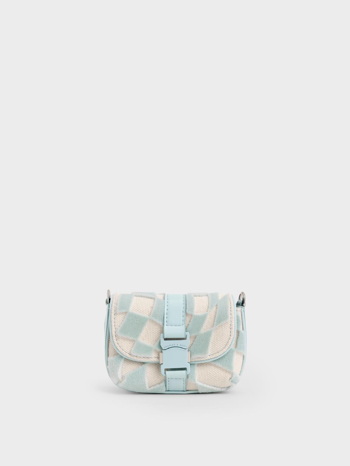 White And Grey Women Checkered PU Leather Sling Bag, Size: 9 X 6 X 3 Inches