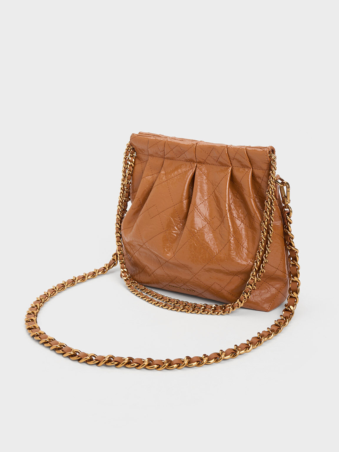 Chain Handle Shoulder Bag - Chocolate