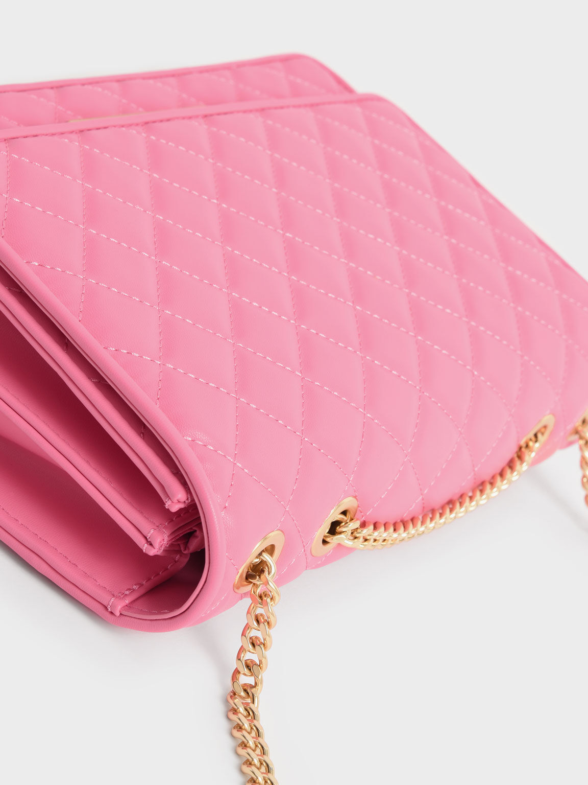 Charles Keith Quilted Pink Leather Handbag-Practical for both Daily  Outing+Party