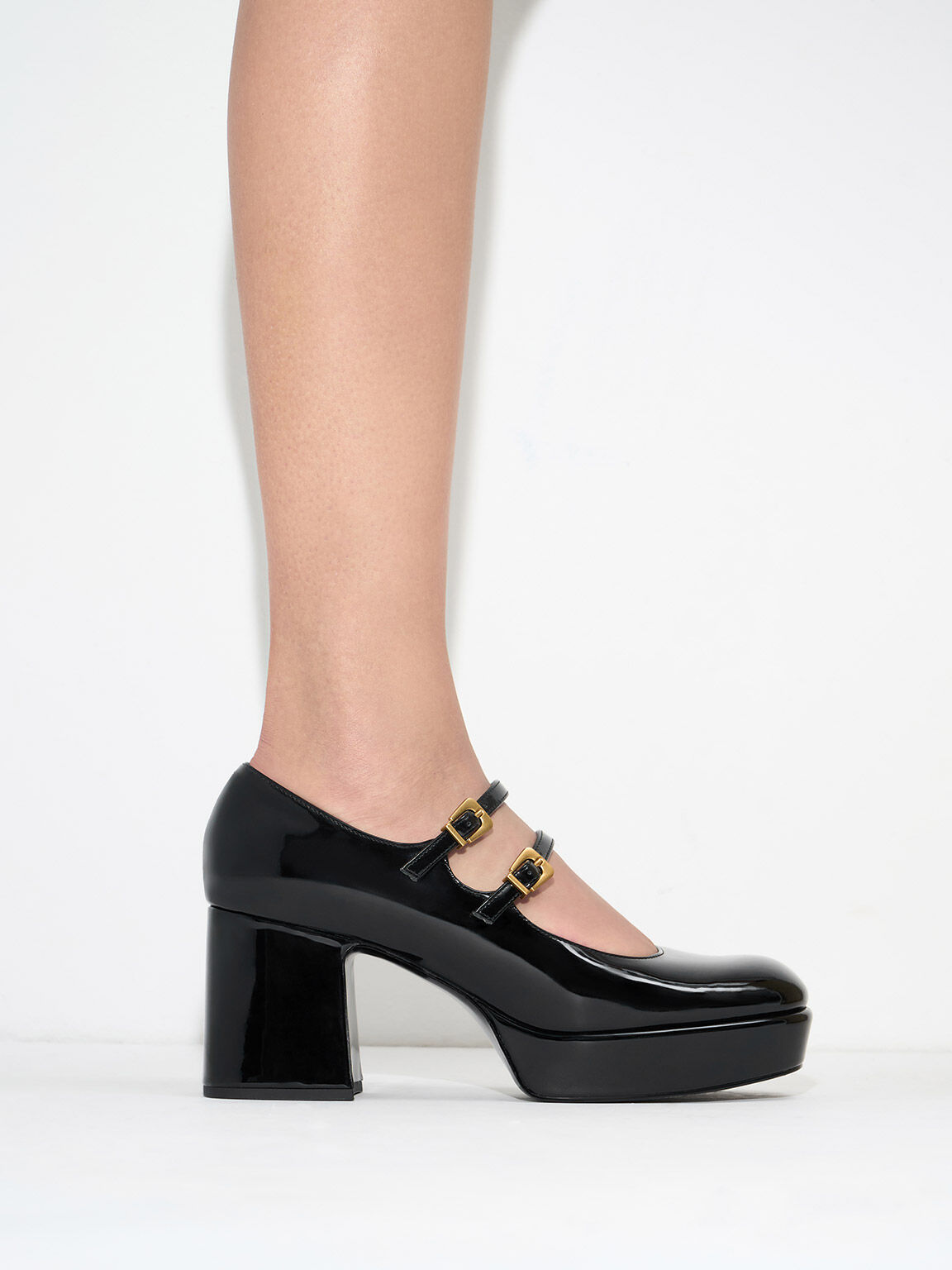 Jaylin Patent Block Heel Mary Janes, Black, hi-res