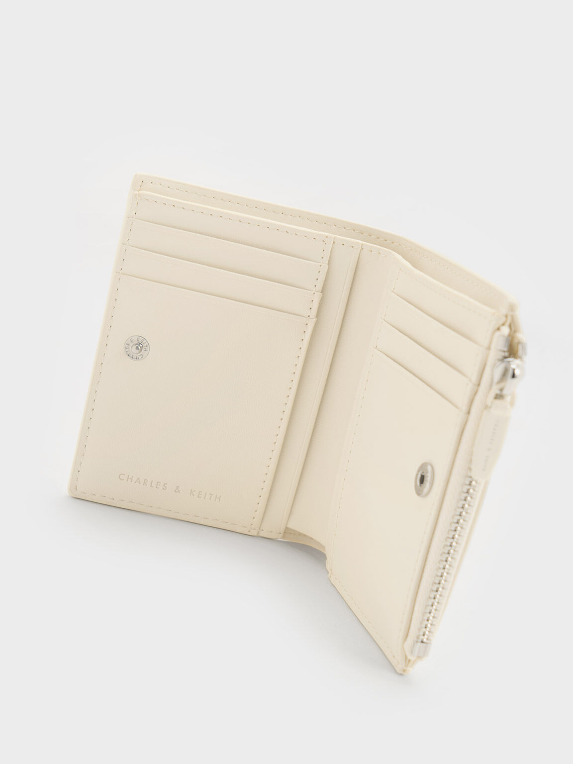 Midori Geometric Top-Zip Wallet - Cream