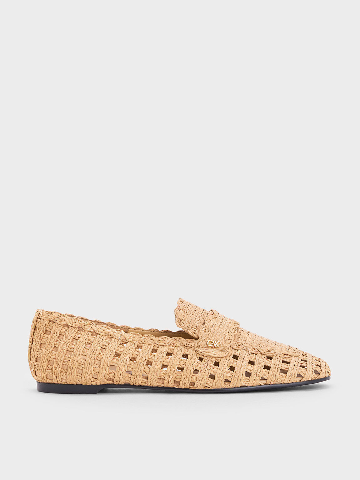 Raffia Woven Loafers, Sand, hi-res