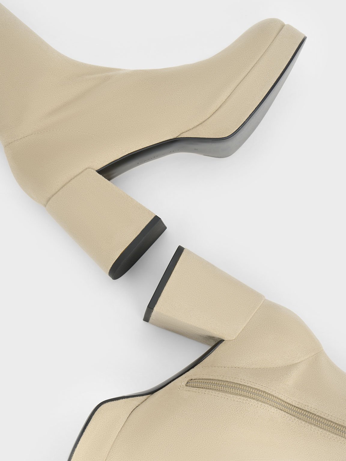 Evie Textured Platform Thigh-High Boots - Beige
