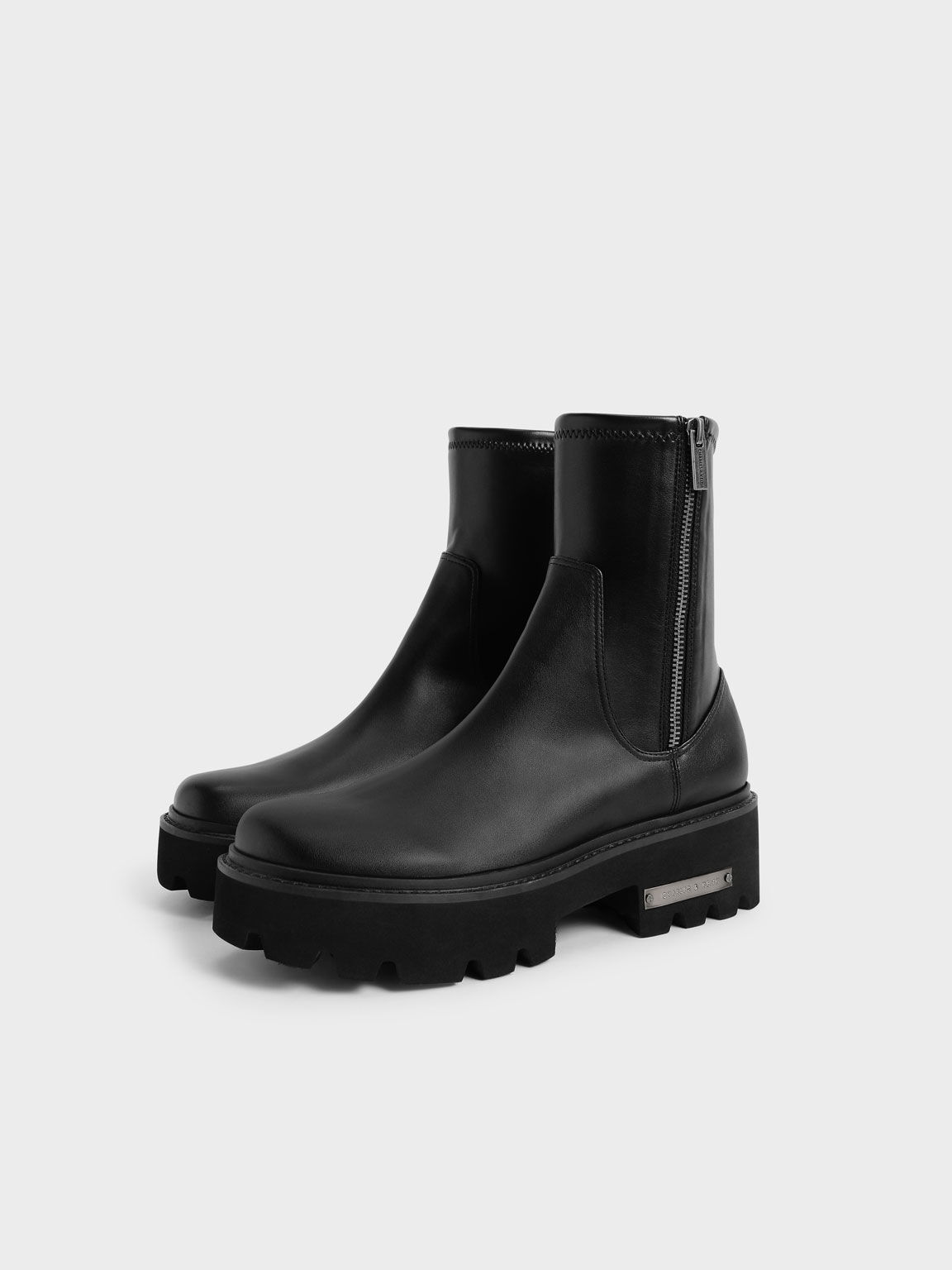 Black Side-Zip Ankle Boots - CHARLES & KEITH US