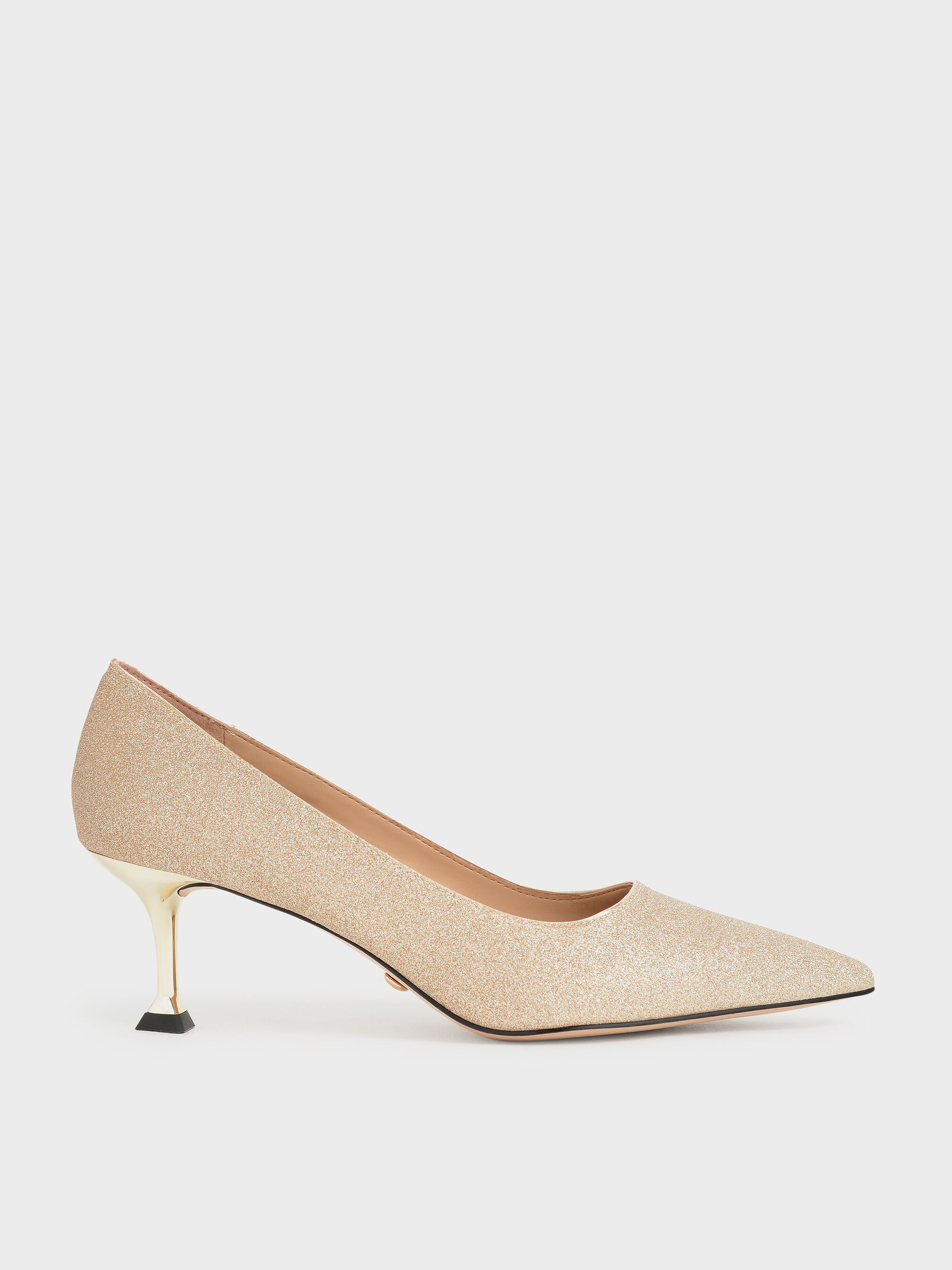 Tacones bajos con de glitter -Dorado - CHARLES & KEITH US