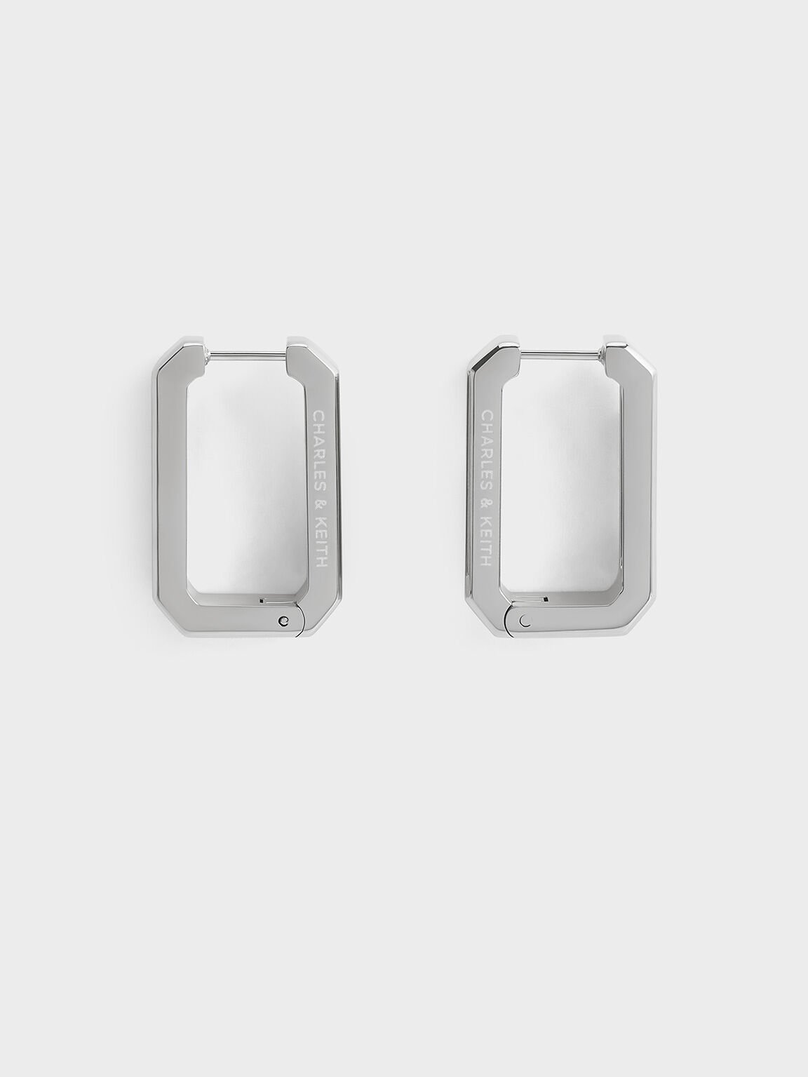 Keziah Rectangle Hoop Earrings, Silver, hi-res