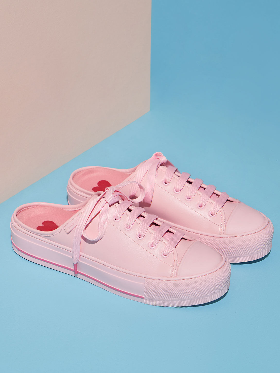 Sylar Heart-Motif Sneaker Mules, Light Pink, hi-res