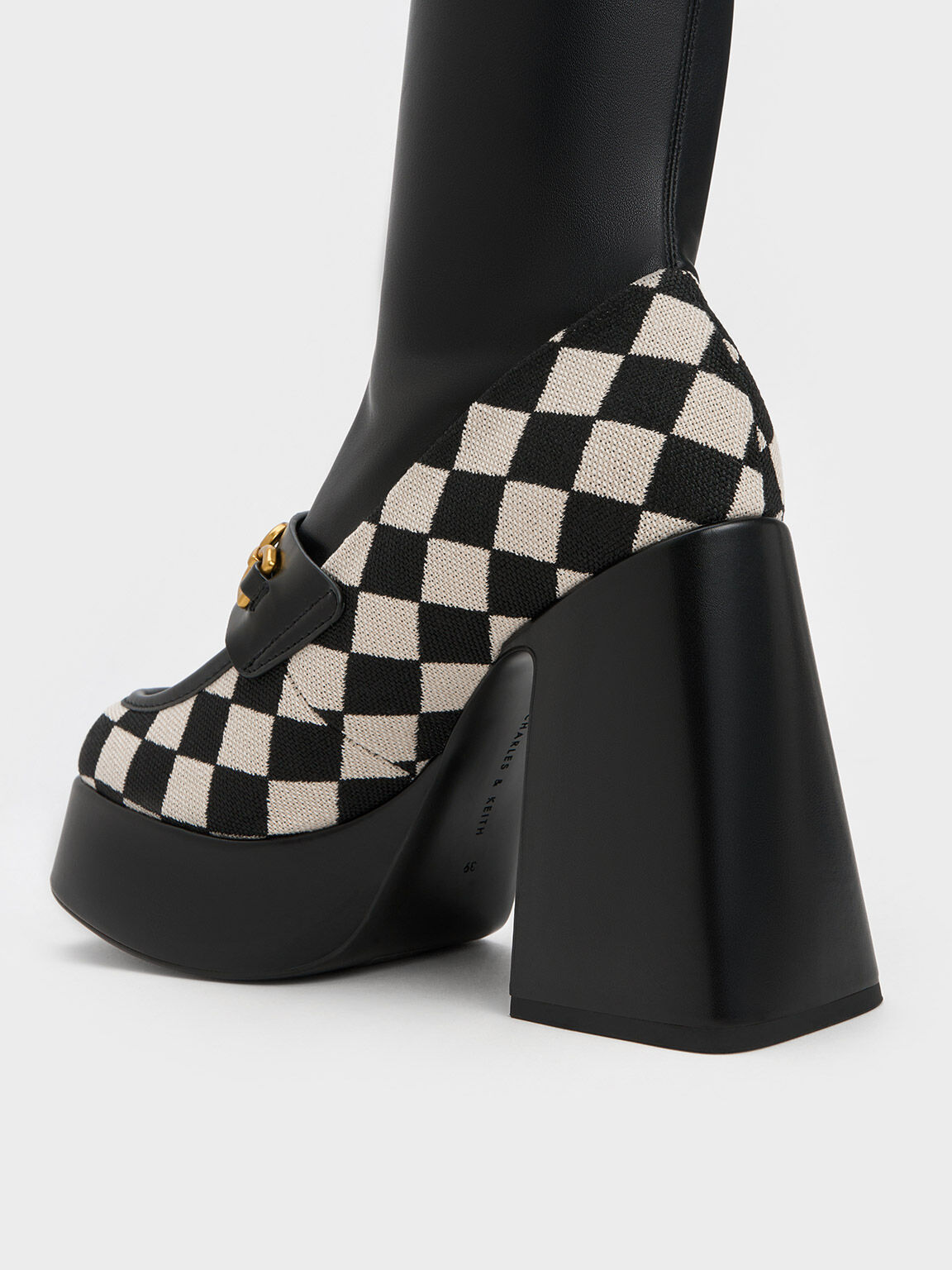 Checkered Metallic Accent Platform Ankle Boots - Multi