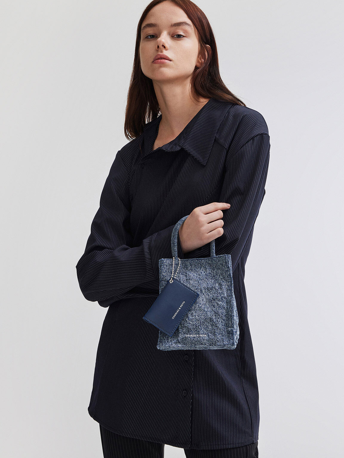 Matina Denim Elongated Tote Bag, Denim Blue, hi-res