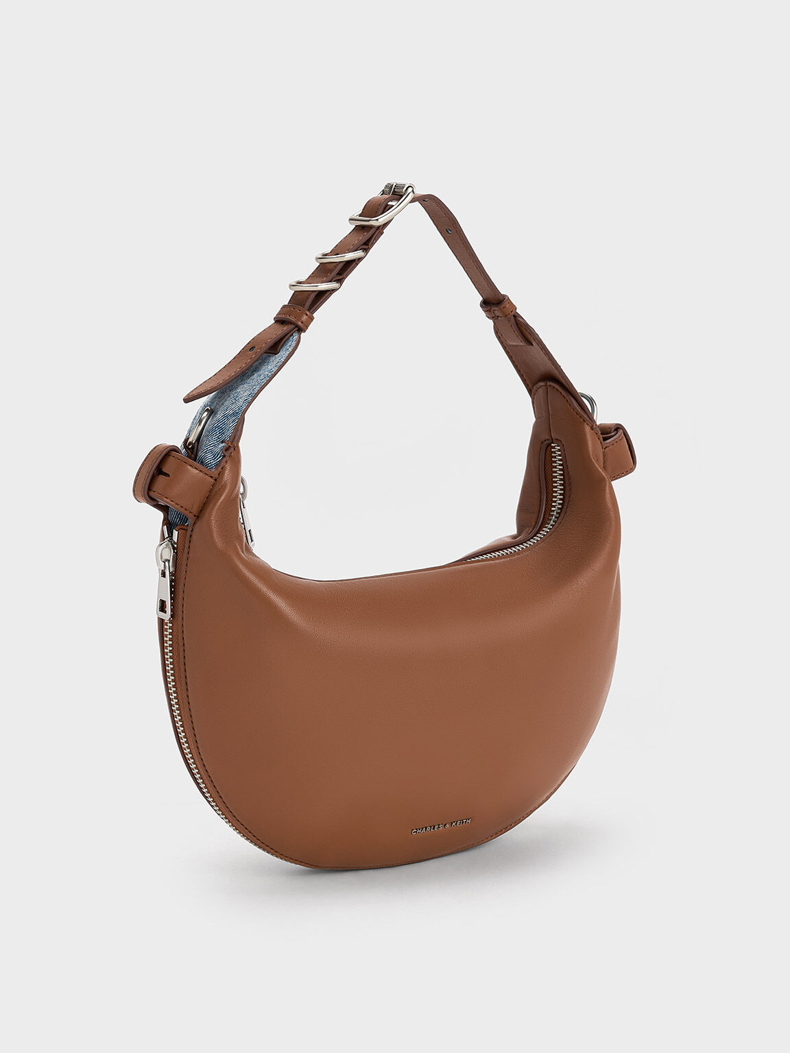 Saskia Crescent Hobo Bag, Tan, hi-res